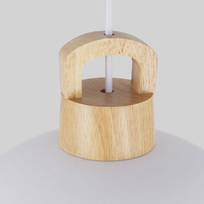 Suspension luminaire moderne minimaliste en aluminium et bois ondulé demi-rond 1 lumière pour salon 