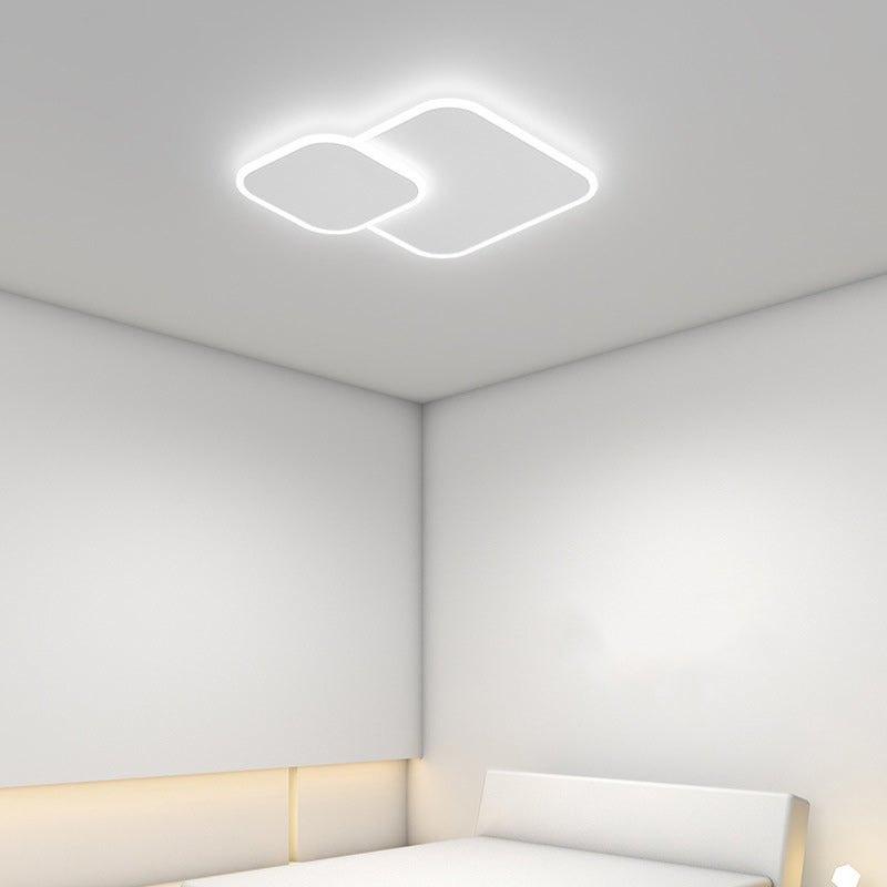Modern Minimalist Iron & Acrylic Double Square LED Flush Mount Ceiling Light For Living Room