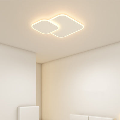 Modern Minimalist Iron & Acrylic Double Square LED Flush Mount Ceiling Light For Living Room