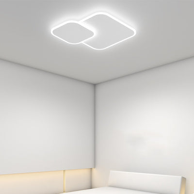 Modern Minimalist Iron & Acrylic Double Square LED Flush Mount Ceiling Light For Living Room