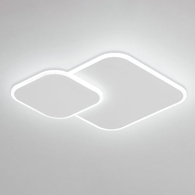 Modern Minimalist Iron & Acrylic Double Square LED Flush Mount Ceiling Light For Living Room