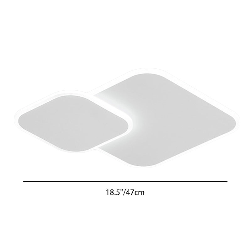 Modern Minimalist Iron & Acrylic Double Square LED Flush Mount Ceiling Light For Living Room