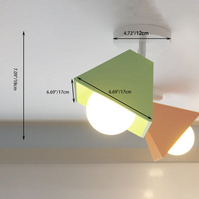 Zeitgenössische kreative Eisen-Trapez 1-Licht Halbeinbau-Deckenleuchte für das Wohnzimmer 