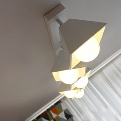 Zeitgenössische kreative Eisen-Trapez 1-Licht Halbeinbau-Deckenleuchte für das Wohnzimmer 