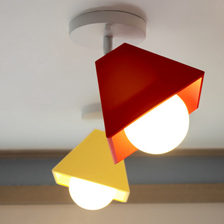 Luz de techo semi-empotrada contemporánea creativa de hierro trapezoidal de 1 luz para sala de estar 
