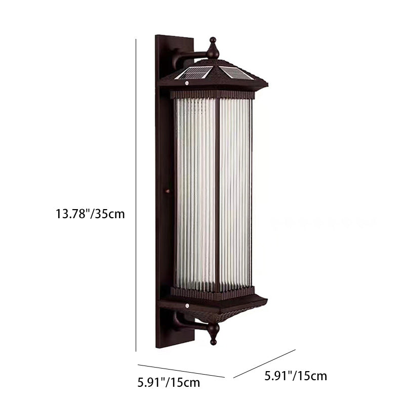 Modern Minimalist Solar Aluminum & Glass Rectangular LED Wall Sconce Lamp For Garden