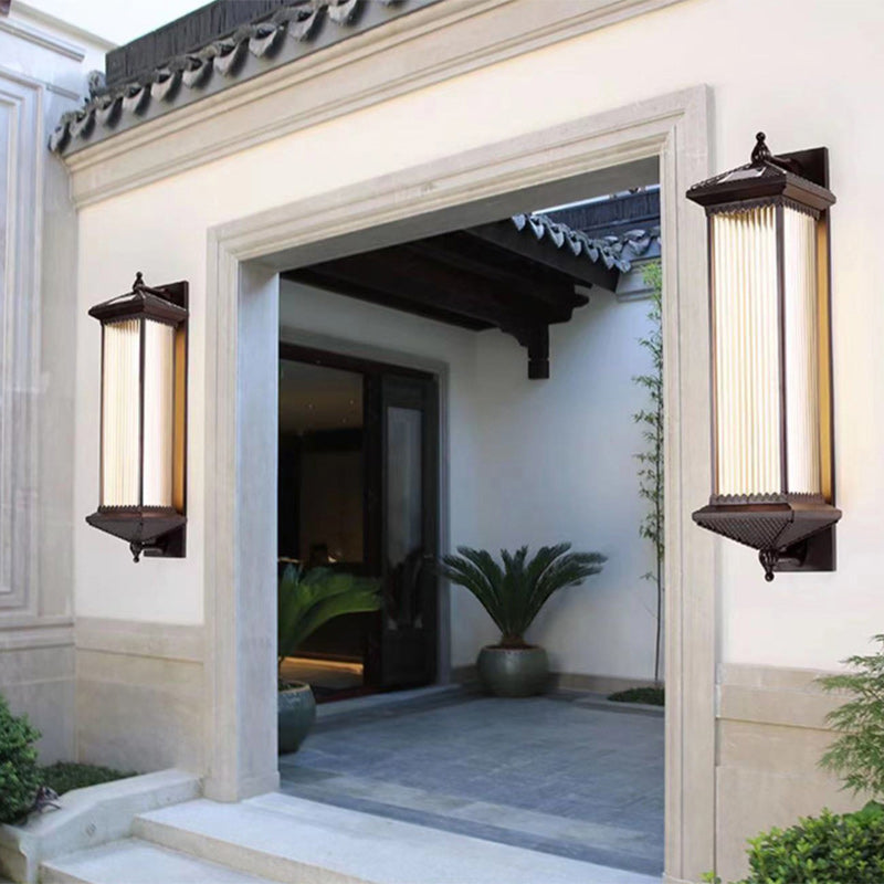 Modern Minimalist Solar Aluminum & Glass Rectangular LED Wall Sconce Lamp For Garden