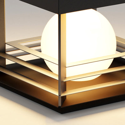 Moderne minimalistische solarbetriebene wasserdichte Edelstahl-PC-rechteckige Globus-LED-Außenpfostenleuchte für den Außenbereich 
