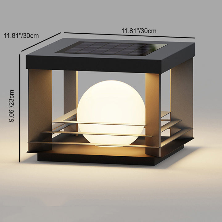 Modern Minimalist Solar Waterproof Stainless Steel PC Rectangular Globe LED Outdoor Post Head Light For Outdoor Patio