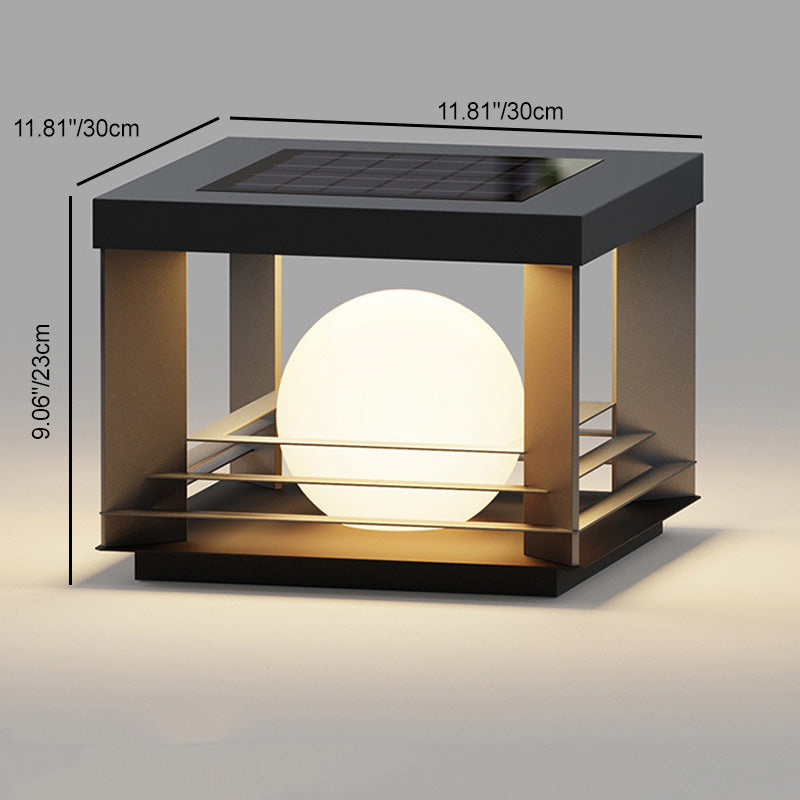 Moderne minimalistische solarbetriebene wasserdichte Edelstahl-PC-rechteckige Globus-LED-Außenpfostenleuchte für den Außenbereich 