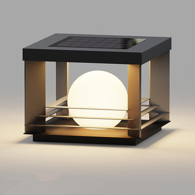 Moderne minimalistische solarbetriebene wasserdichte Edelstahl-PC-rechteckige Globus-LED-Außenpfostenleuchte für den Außenbereich 