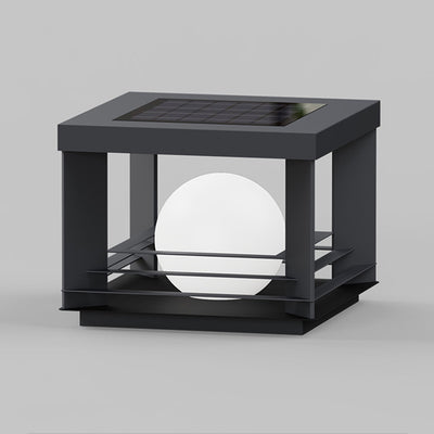 Moderne minimalistische solarbetriebene wasserdichte Edelstahl-PC-rechteckige Globus-LED-Außenpfostenleuchte für den Außenbereich 
