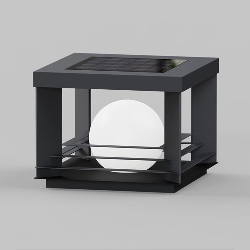 Moderne minimalistische solarbetriebene wasserdichte Edelstahl-PC-rechteckige Globus-LED-Außenpfostenleuchte für den Außenbereich 