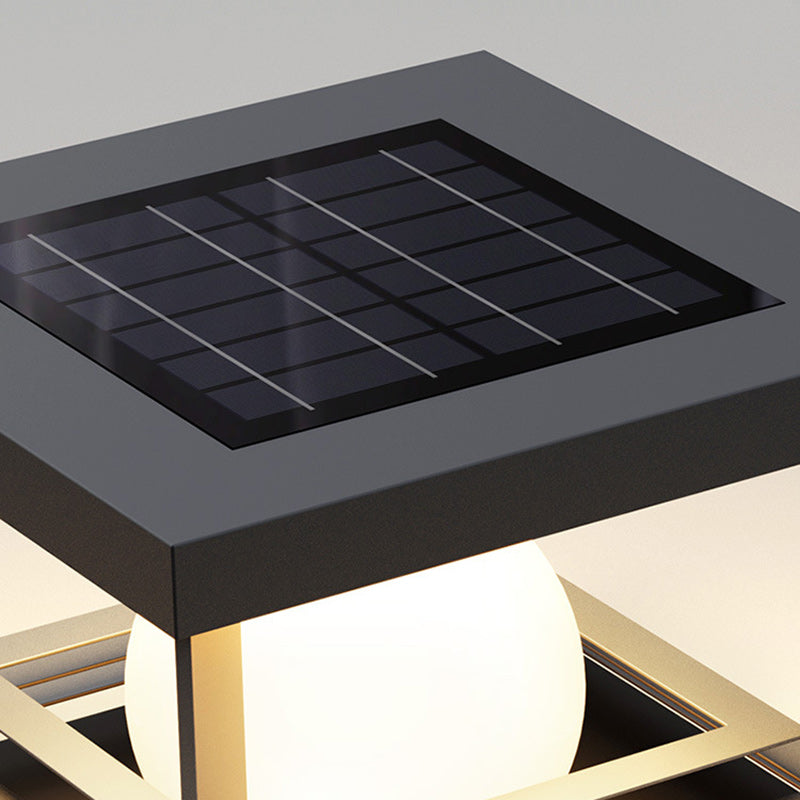 Moderne minimalistische solarbetriebene wasserdichte Edelstahl-PC-rechteckige Globus-LED-Außenpfostenleuchte für den Außenbereich 