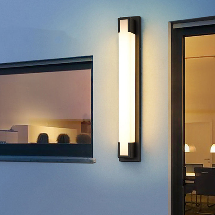 Lámpara Aplique de Pared LED Rectangular de Acrílico y Acero Inoxidable Minimalista Moderna para Patio Exterior 