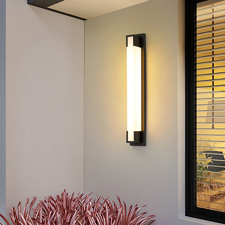 Lámpara Aplique de Pared LED Rectangular de Acrílico y Acero Inoxidable Minimalista Moderna para Patio Exterior 