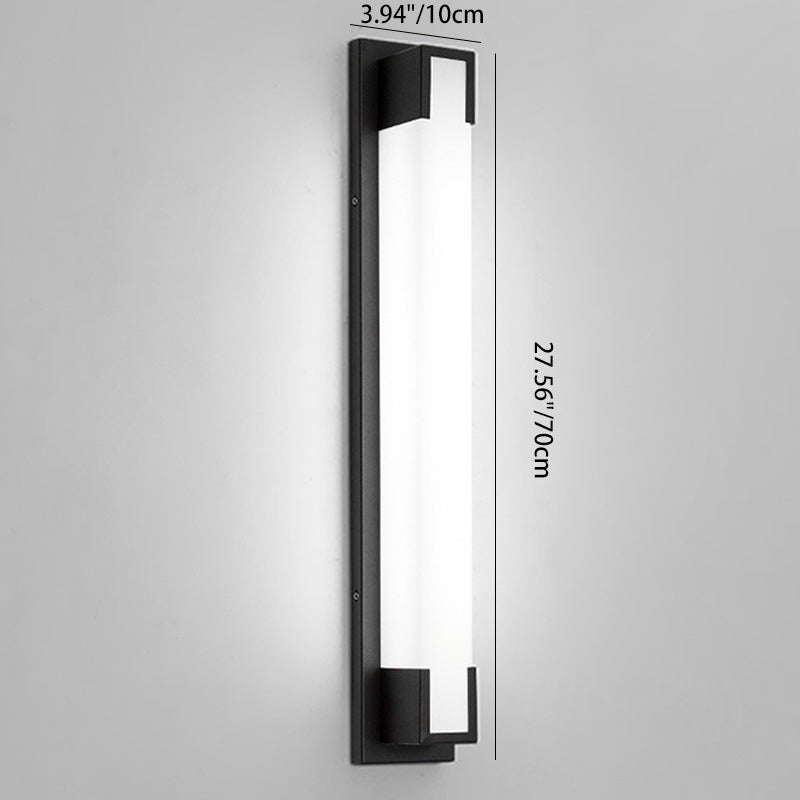 Moderne minimalistische Wandleuchte aus Edelstahl und Acryl mit rechteckigem LED-Design für den Außenbereich 