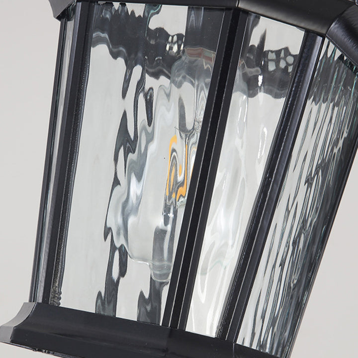 Traditional Vintage Aluminum &amp; Ripple Glass Octagonal 1-Light Pendant Light For Outdoor Patio