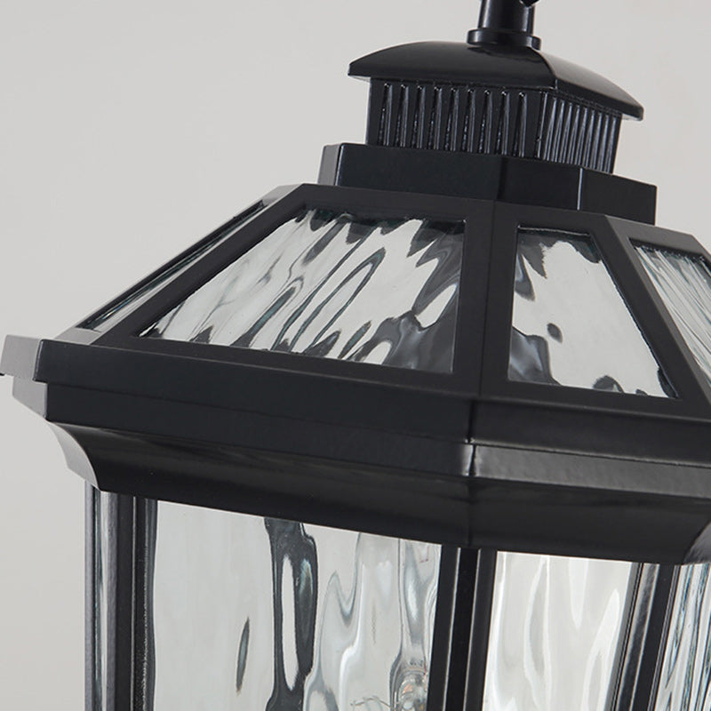 Traditional Vintage Aluminum &amp; Ripple Glass Octagonal 1-Light Pendant Light For Outdoor Patio