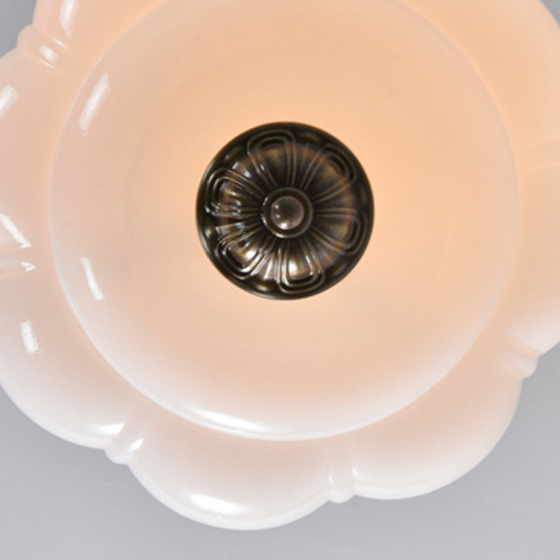 Lustre suspendu en forme de citrouille en verre de cuivre traditionnel français à 3 lumières pour salon 