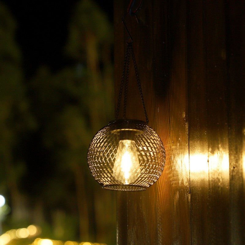 Modern Minimalist Solar Iron Cylindrical And Spherical LED Outdoor Light For Garden