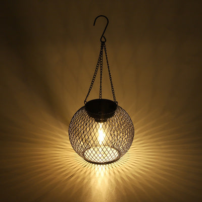 Lumière extérieure LED solaire cylindrique et sphérique en fer minimaliste moderne pour jardin 
