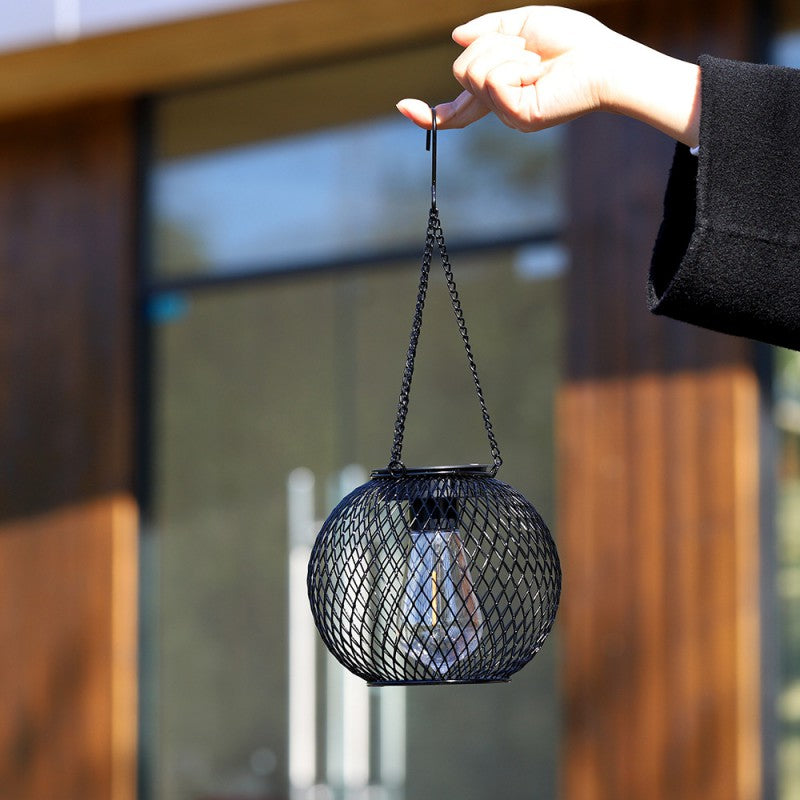 Lumière extérieure LED solaire cylindrique et sphérique en fer minimaliste moderne pour jardin 