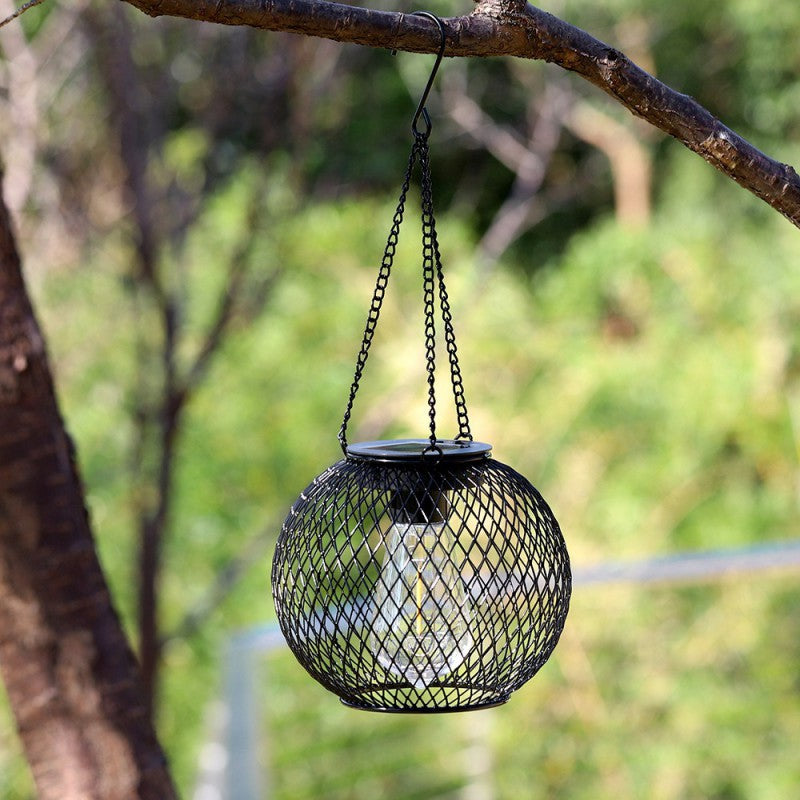 Modern Minimalist Solar Iron Cylindrical And Spherical LED Outdoor Light For Garden