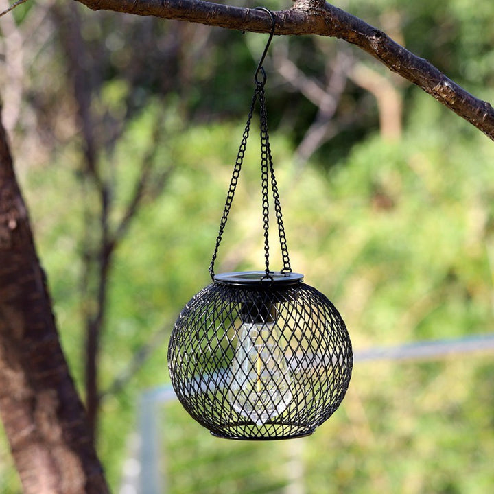 Modern Minimalist Solar Iron Cylindrical And Spherical LED Outdoor Light For Garden