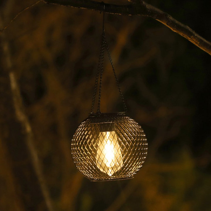 Modern Minimalist Solar Iron Cylindrical And Spherical LED Outdoor Light For Garden