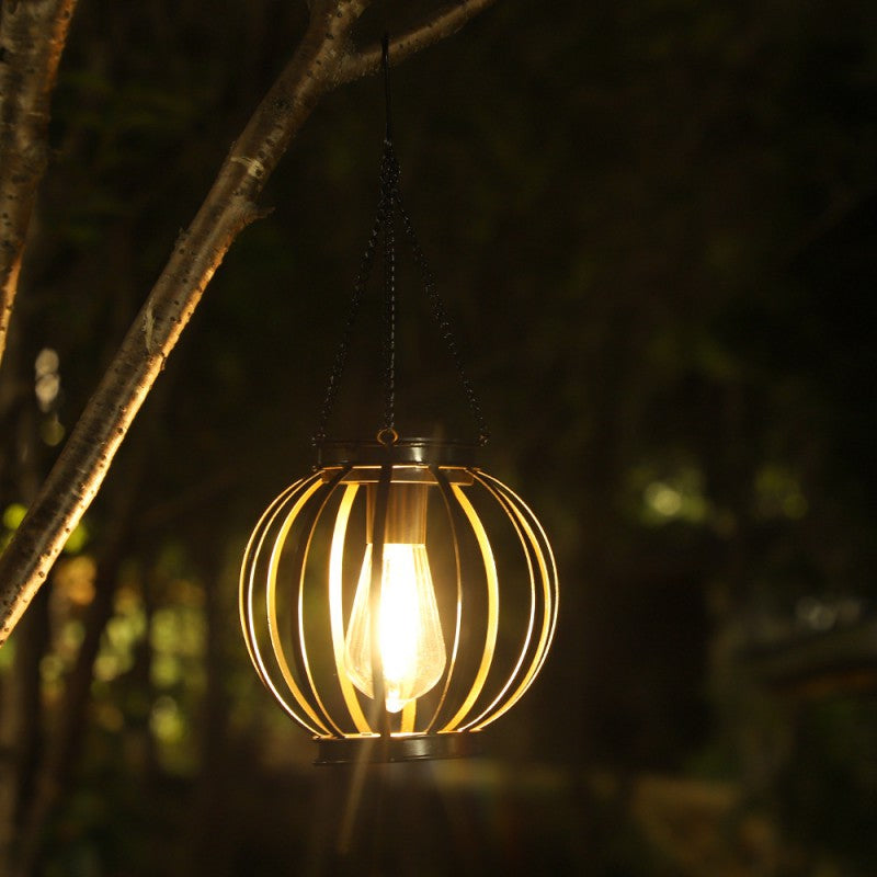 Modern Minimalist Solar Iron Cylindrical And Spherical LED Outdoor Light For Garden