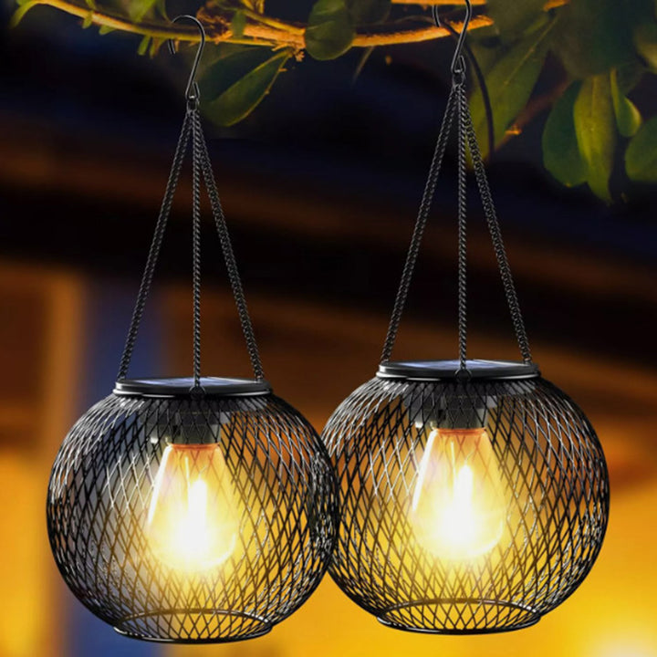 Modern Minimalist Solar Iron Cylindrical And Spherical LED Outdoor Light For Garden