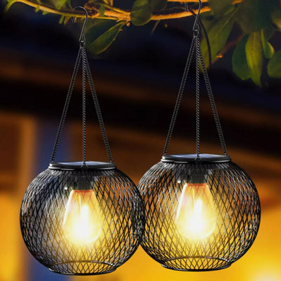 Lumière extérieure LED solaire cylindrique et sphérique en fer minimaliste moderne pour jardin 