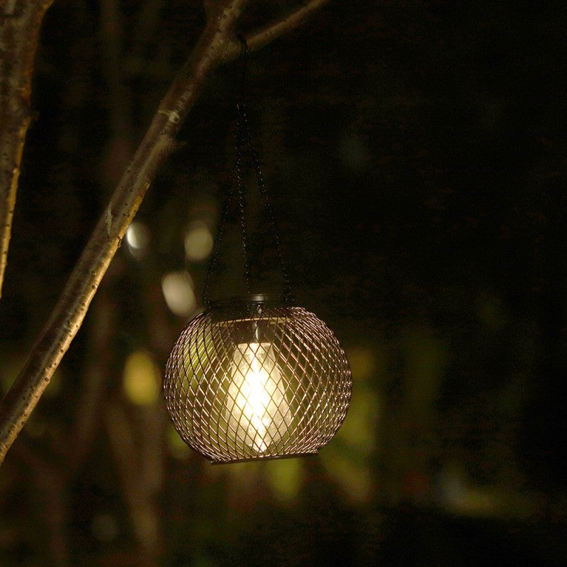 Modern Minimalist Solar Iron Cylindrical And Spherical LED Outdoor Light For Garden