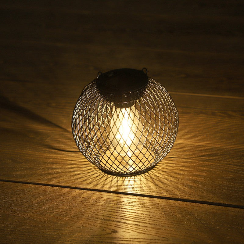 Modern Minimalist Solar Iron Cylindrical And Spherical LED Outdoor Light For Garden