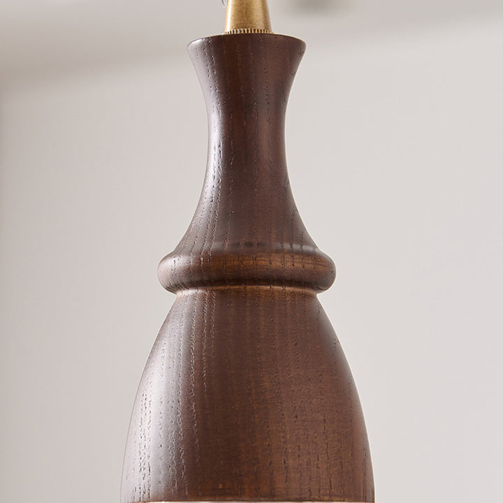 Modern Minimalist Wood Glass Floral Shade 1-Light Pendant Light For Living Room