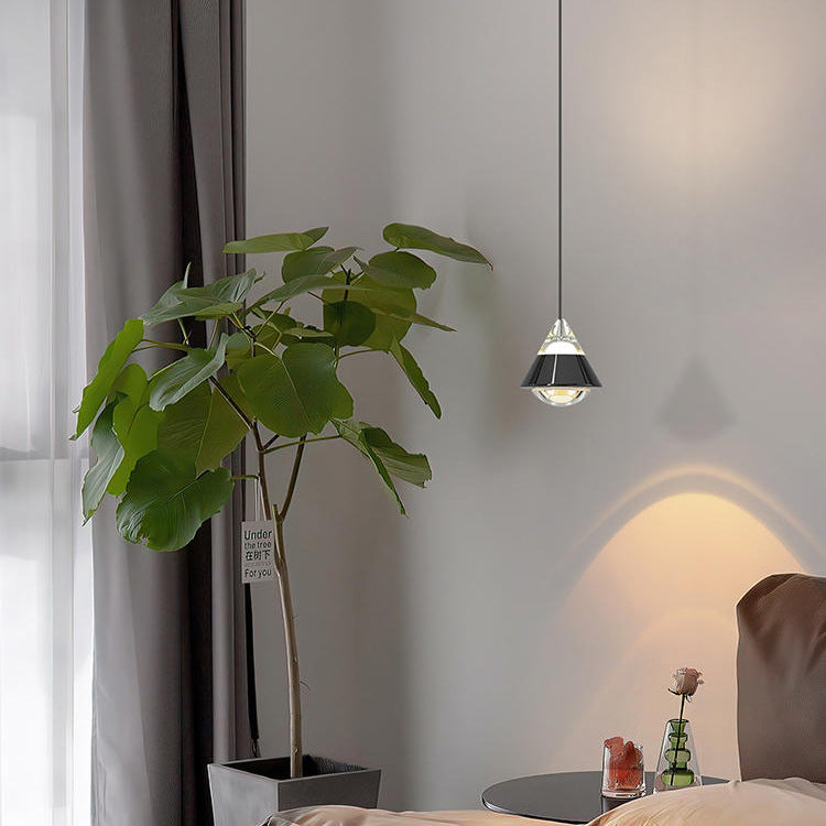 Modern Minimalist Aluminum And Iron Cone Globe LED Pendant Light For Bedroom