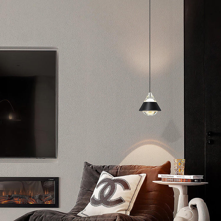 Modern Minimalist Aluminum And Iron Cone Globe LED Pendant Light For Bedroom