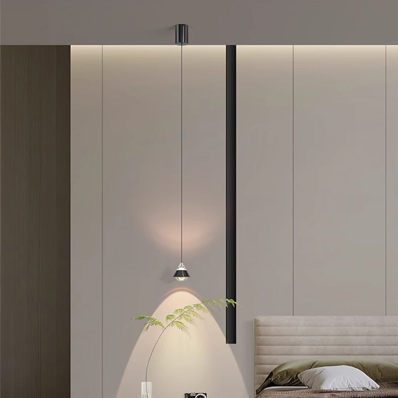 Modern Minimalist Aluminum And Iron Cone Globe LED Pendant Light For Bedroom