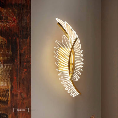 Modern Luxury Iron Acrylic Leaf LED Wall Sconce Lamp For Living Room