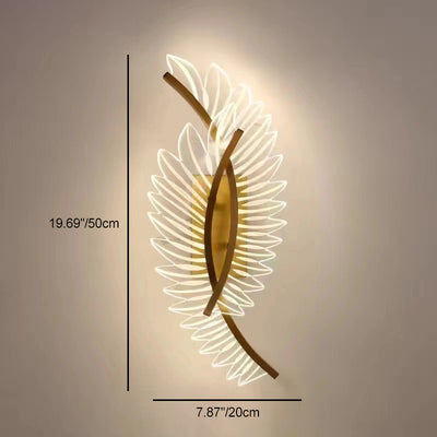 Modern Luxury Iron Acrylic Leaf LED Wall Sconce Lamp For Living Room