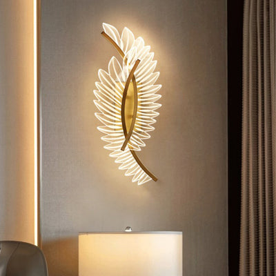 Modern Luxury Iron Acrylic Leaf LED Wall Sconce Lamp For Living Room