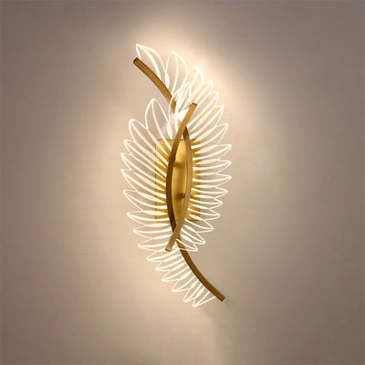 Modern Luxury Iron Acrylic Leaf LED Wall Sconce Lamp For Living Room