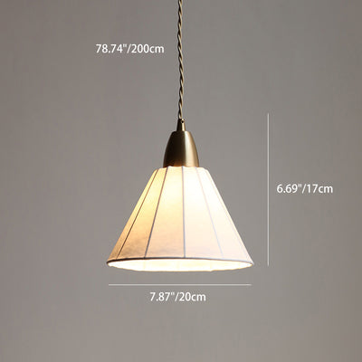 Traditionelle japanische Messing-Seidenkegel 1-Licht-Pendelleuchte für das Wohnzimmer 