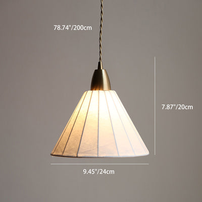 Traditionelle japanische Messing-Seidenkegel 1-Licht-Pendelleuchte für das Wohnzimmer 
