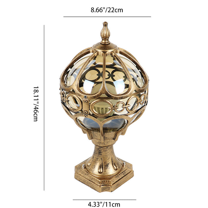 Traditional French Aluminum Glass Globe 1-Light Post Head Light Outdoor Light For Garden