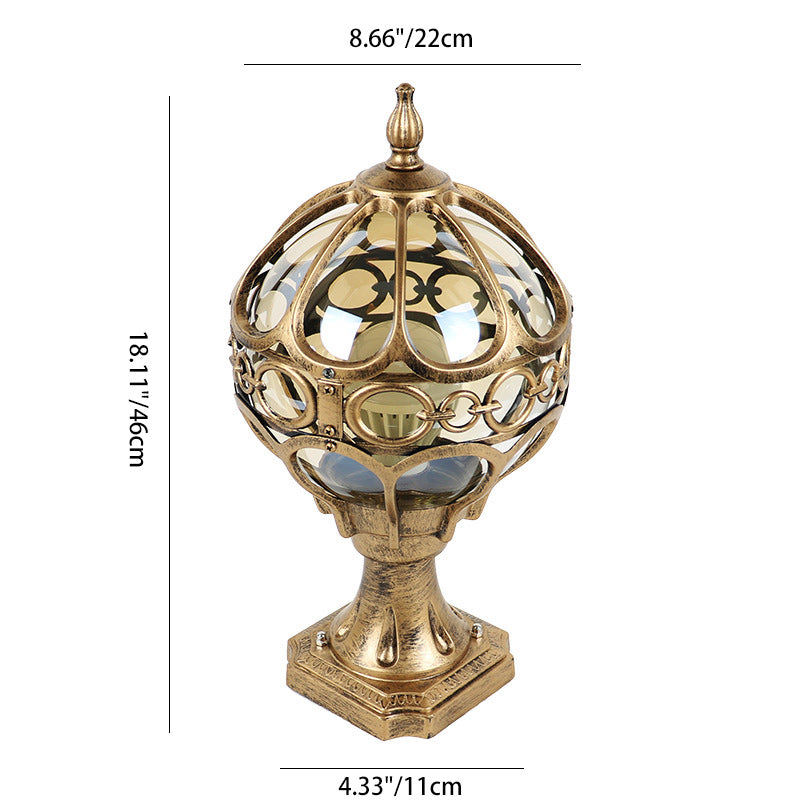 Lanterne extérieure en aluminium traditionnelle française avec globe en verre à 1 lumière pour jardin 