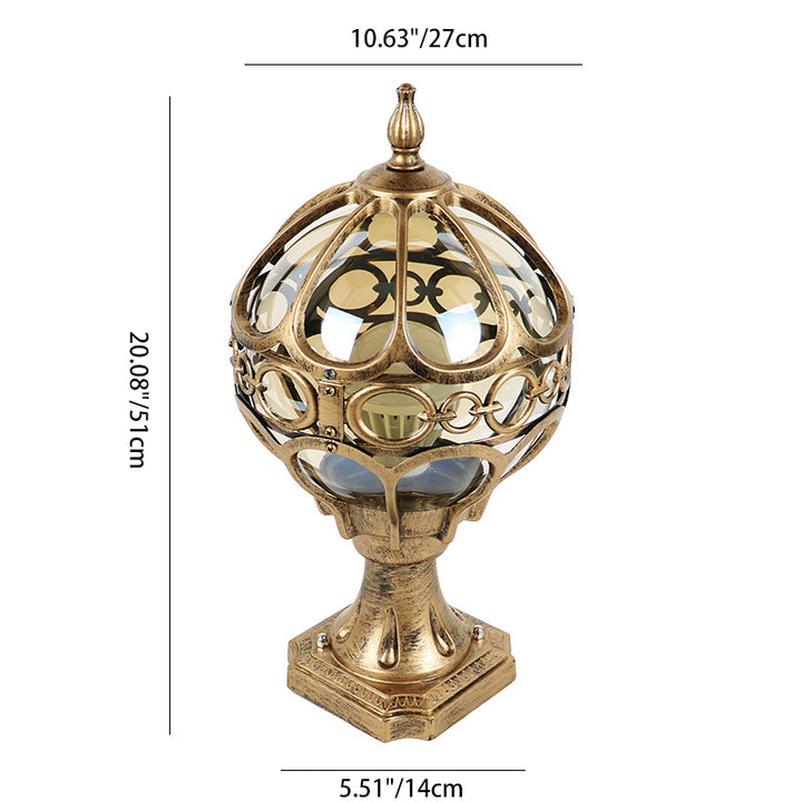 Traditional French Aluminum Glass Globe 1-Light Post Head Light Outdoor Light For Garden
