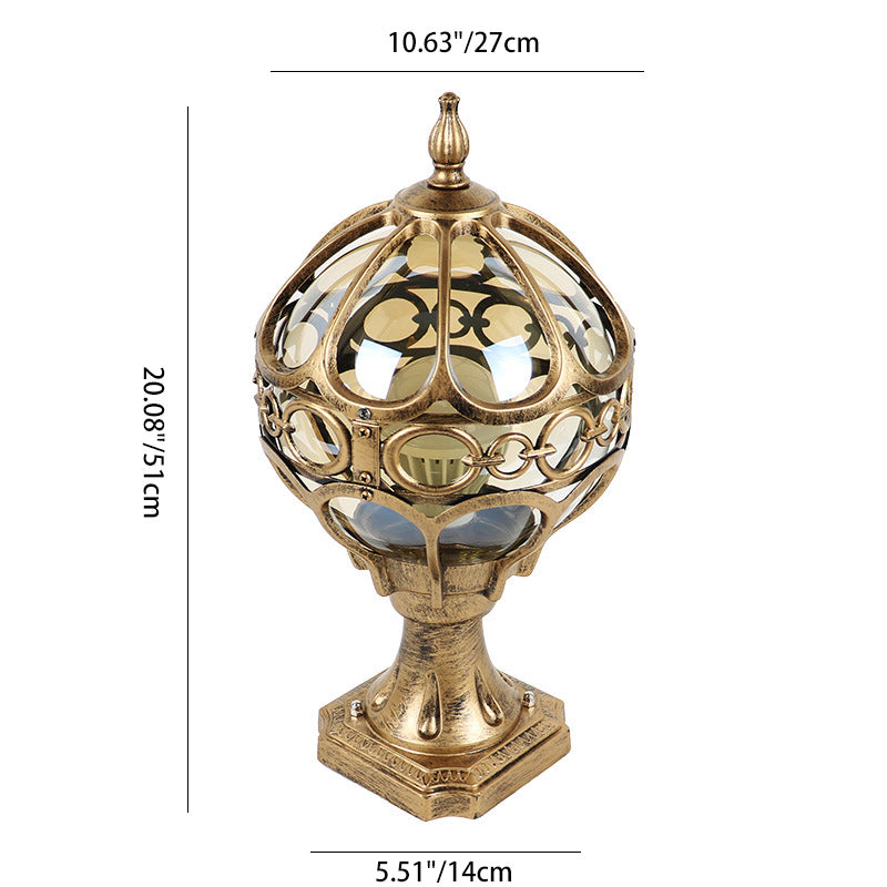 Lanterne extérieure en aluminium traditionnelle française avec globe en verre à 1 lumière pour jardin 
