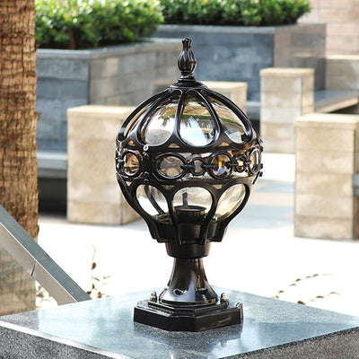 Lanterne extérieure en aluminium traditionnelle française avec globe en verre à 1 lumière pour jardin 